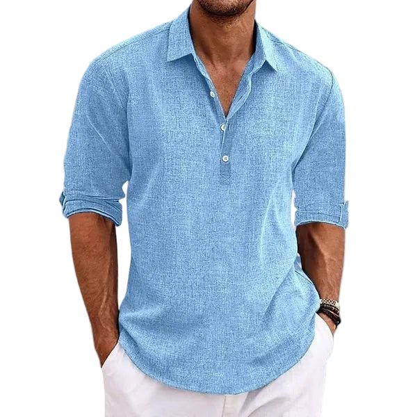 Men's Breathable Linen Polo Shirts | Henley Collar Hero