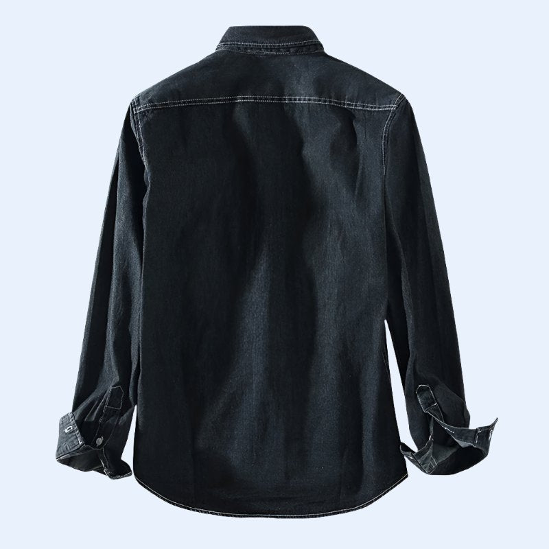 Men's Button-Down Denim Shirt | Cotton Classic Fit Detail