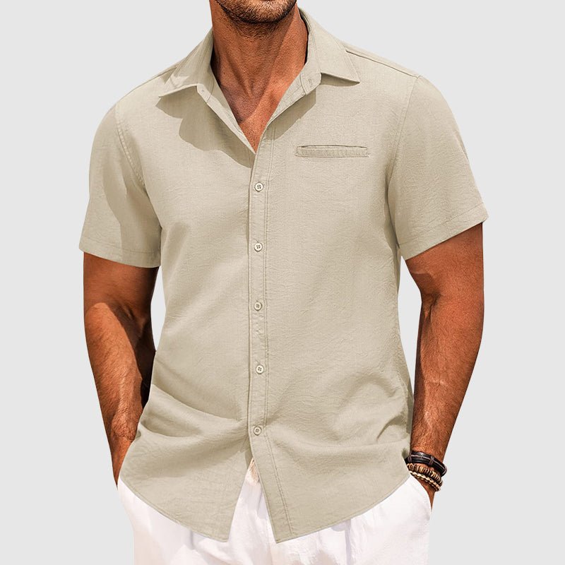 Men's Button-Down Summer Shirt | Chest Pocket Close Up