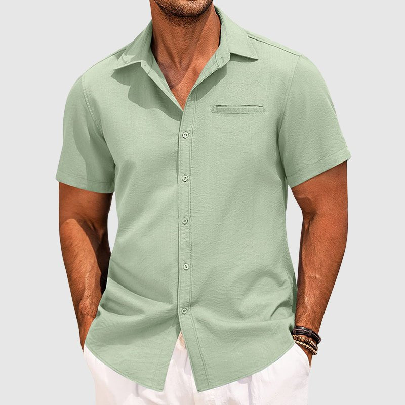 Men's Button-Down Summer Shirt | Chest Pocket Side