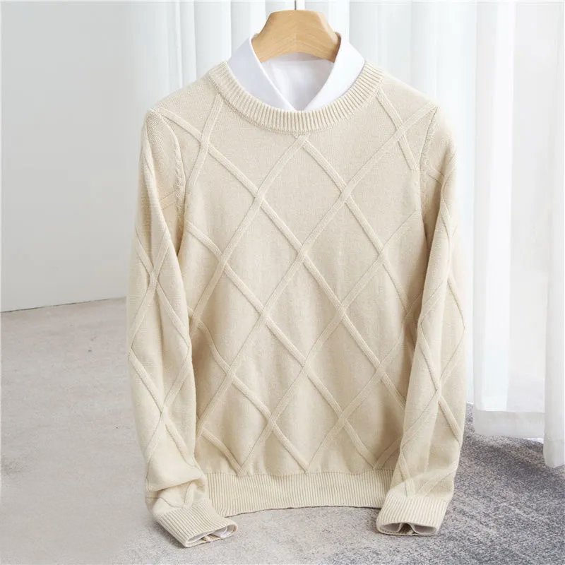 Men's Cable Knit Wool Sweater | Classic Detail