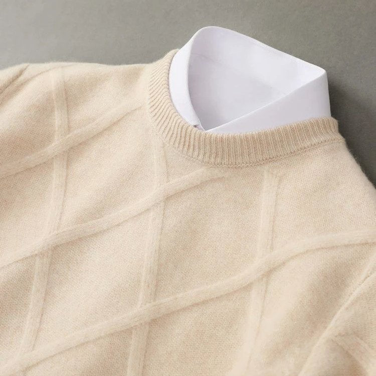 Men's Cable Knit Wool Sweater | Classic Front