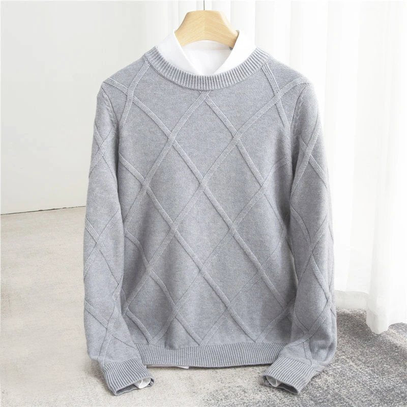 Men's Cable Knit Wool Sweater | Classic Side