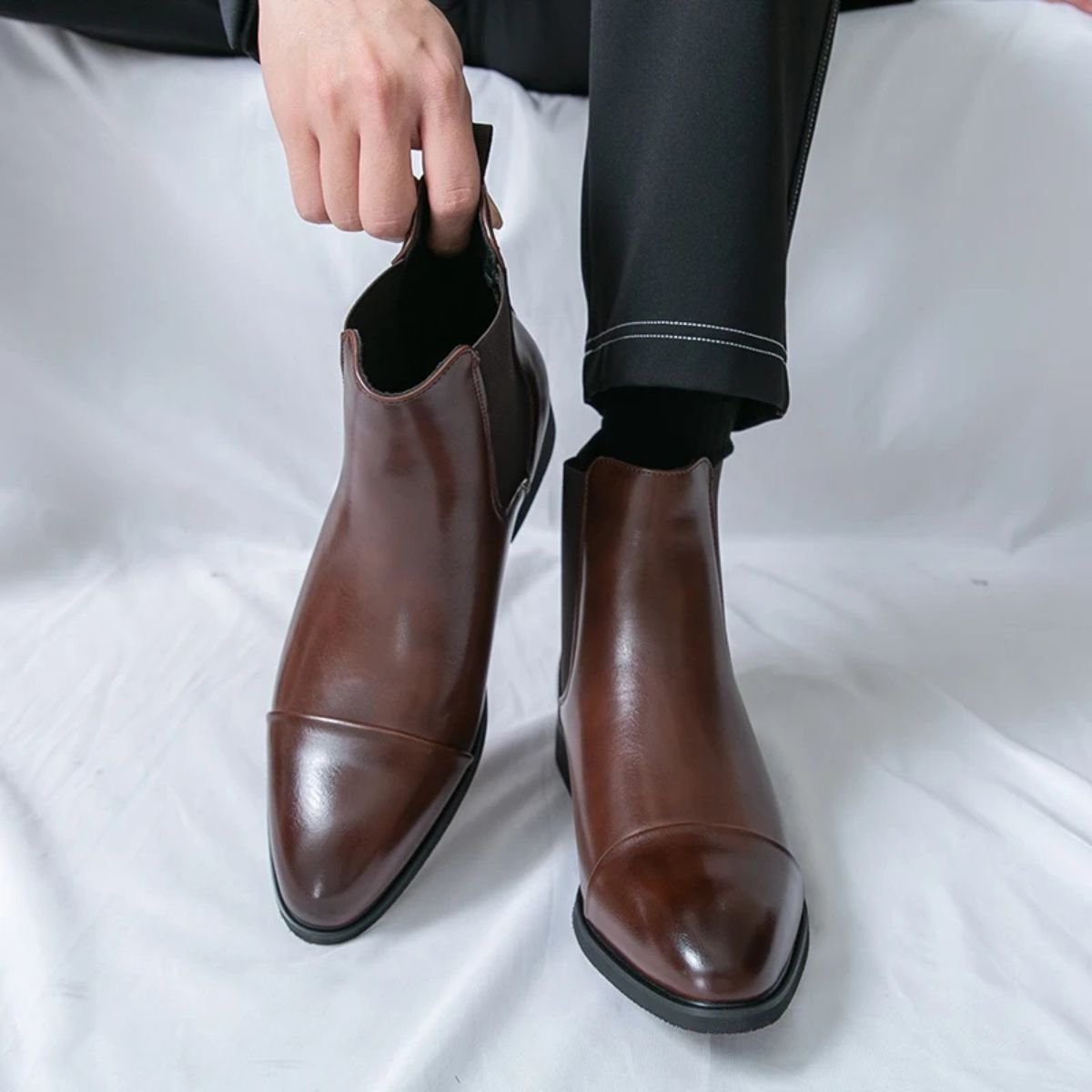 Men's Cap Toe Faux Leather Chelsea Boots | Slip-On View 12