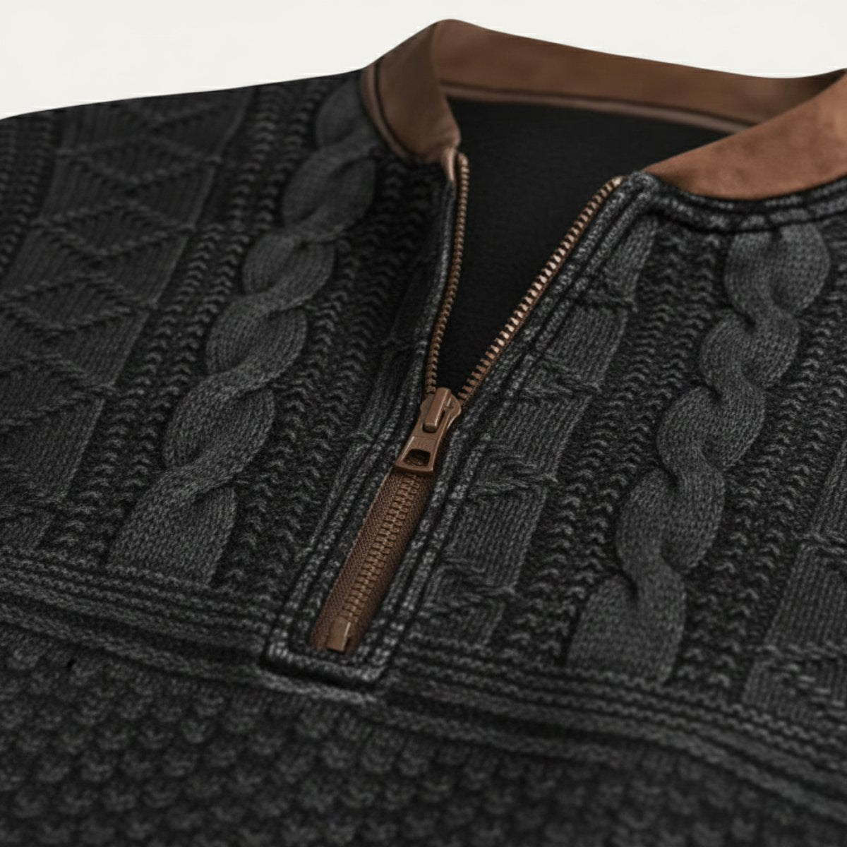 Men's Casual Half Zip Sweater | Patterned Elbow Patches View 11