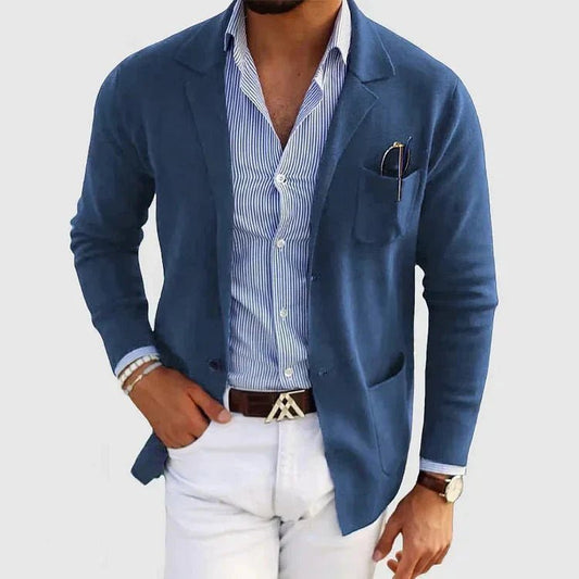 Men's Casual Knit Blazer Jacket | Patch Pocket Smart Hero