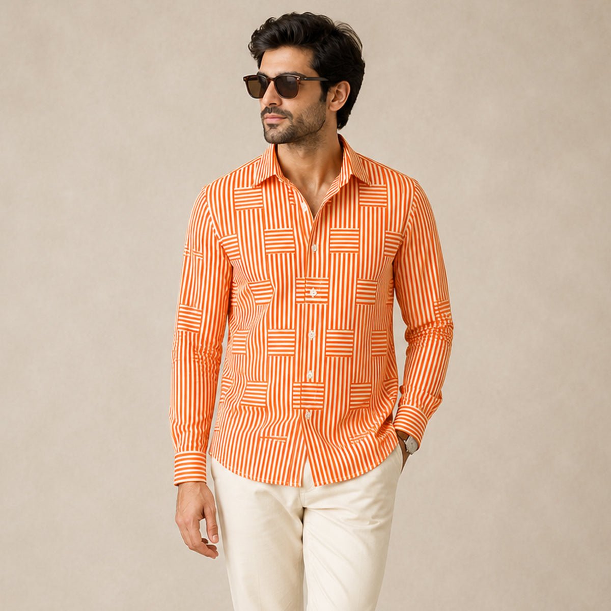 Men's Casual Striped Wrinkle Resistant Shirt | Patchwork Summer Alternate