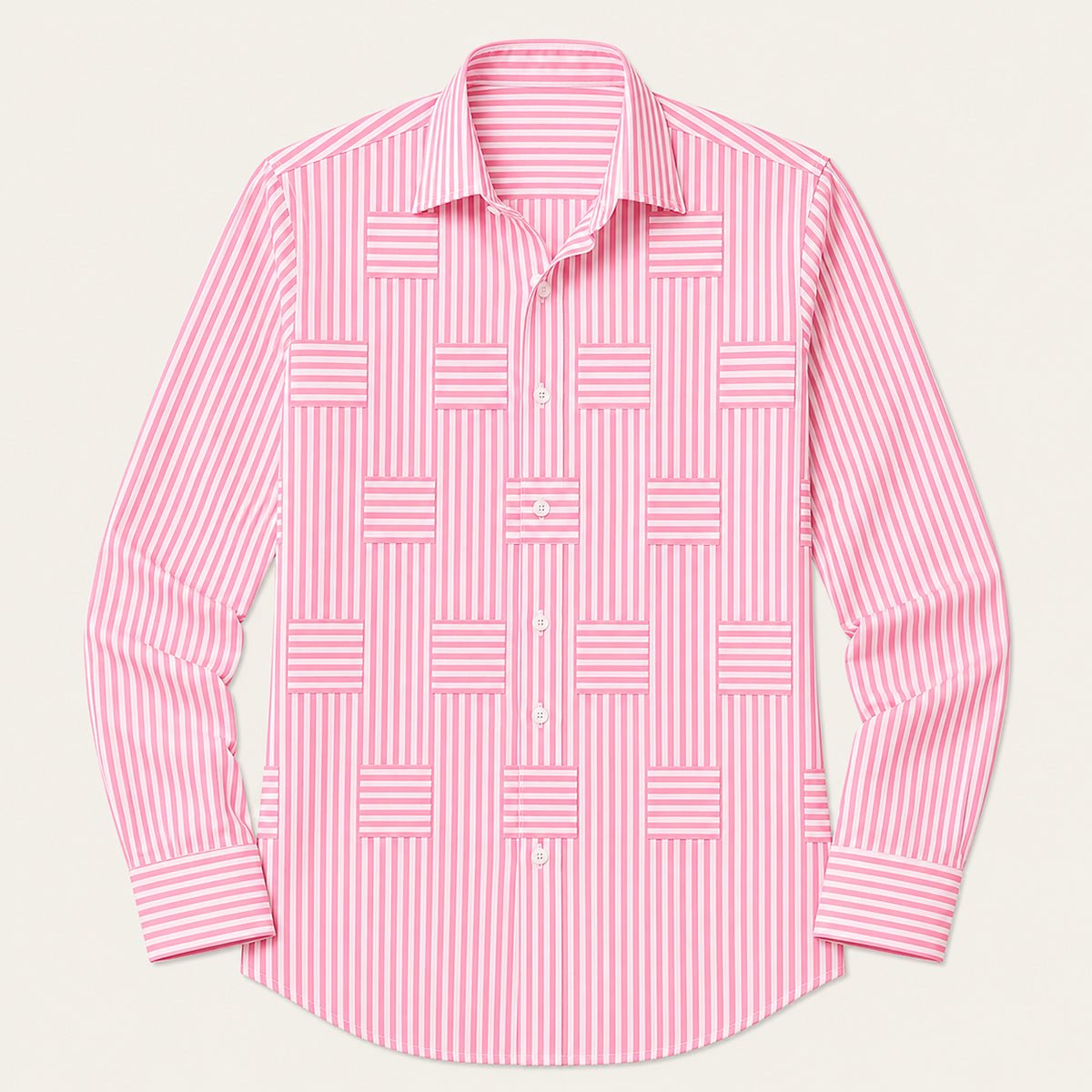 Men's Casual Striped Wrinkle Resistant Shirt | Patchwork Summer Back
