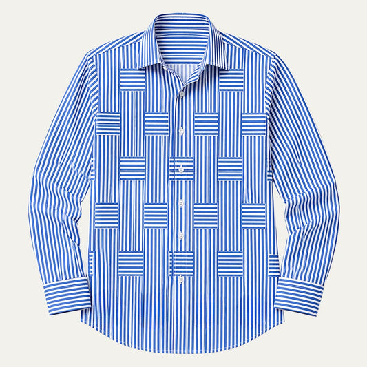 Men's Casual Striped Wrinkle Resistant Shirt | Patchwork Summer Hero