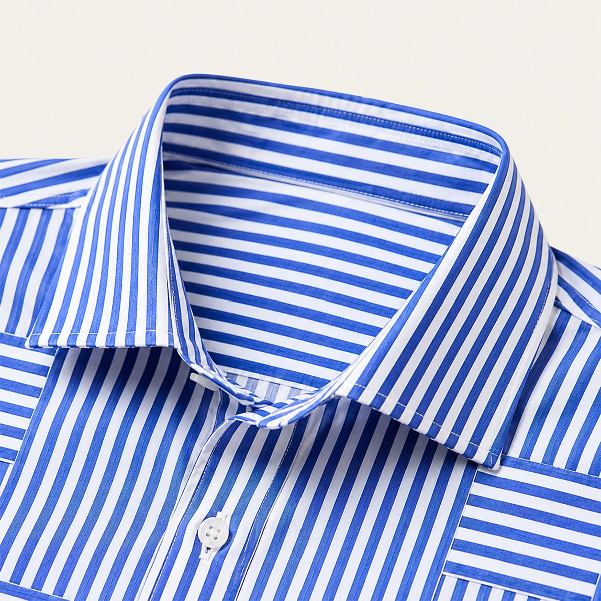 Men's Casual Striped Wrinkle Resistant Shirt | Patchwork Summer Side