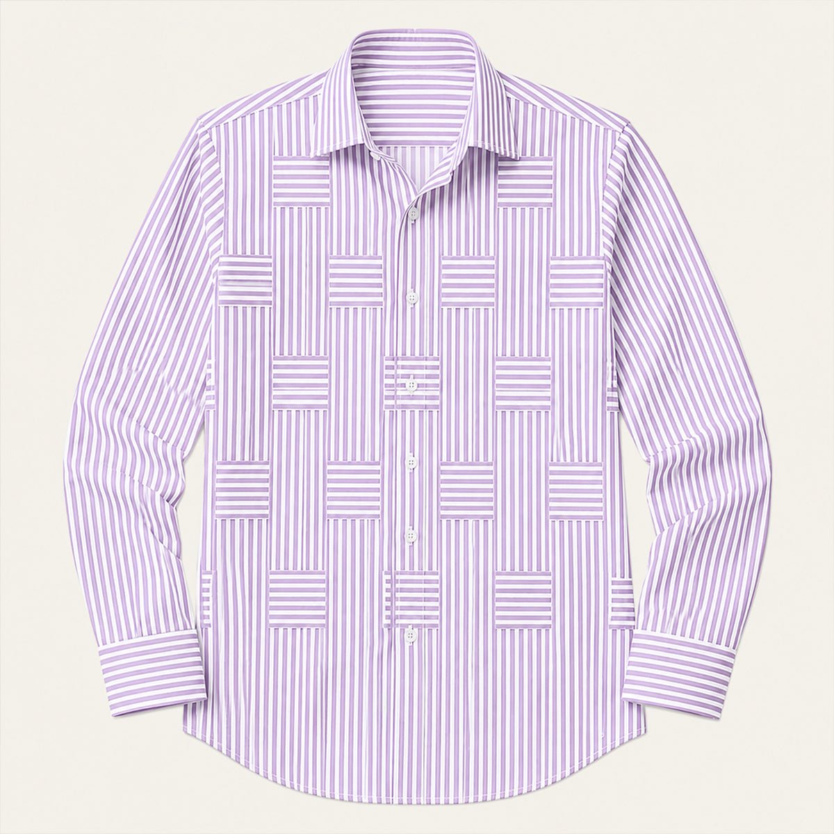 Men's Casual Striped Wrinkle Resistant Shirt | Patchwork Summer View 11