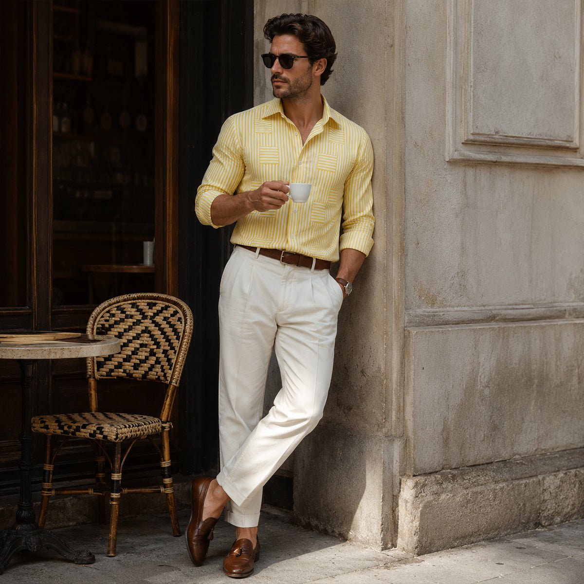 Men's Casual Striped Wrinkle Resistant Shirt | Patchwork Summer View 14