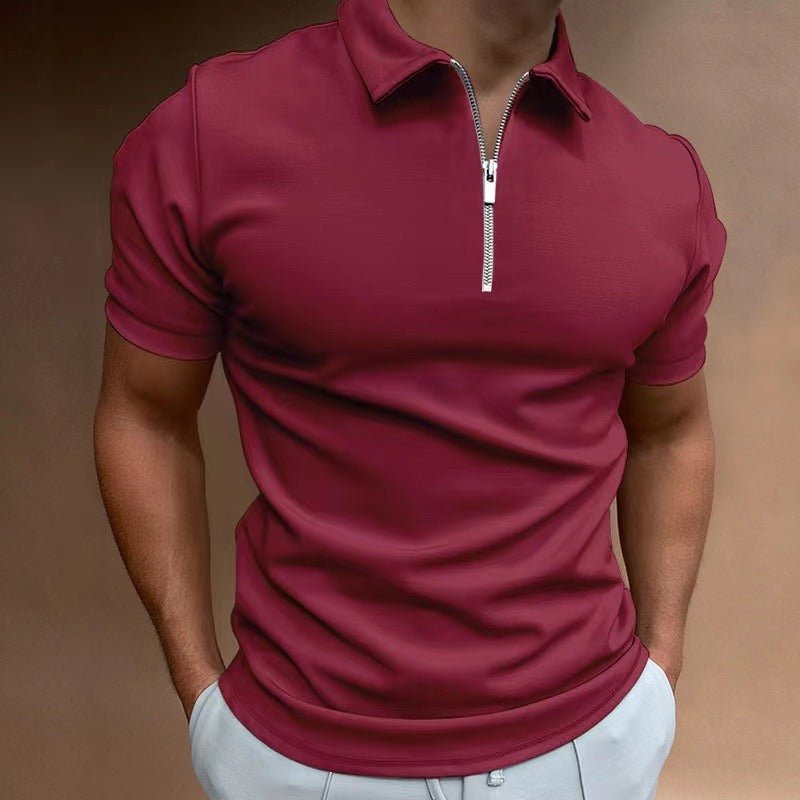 Men's Casual Zip Polo Shirt Top Alternate