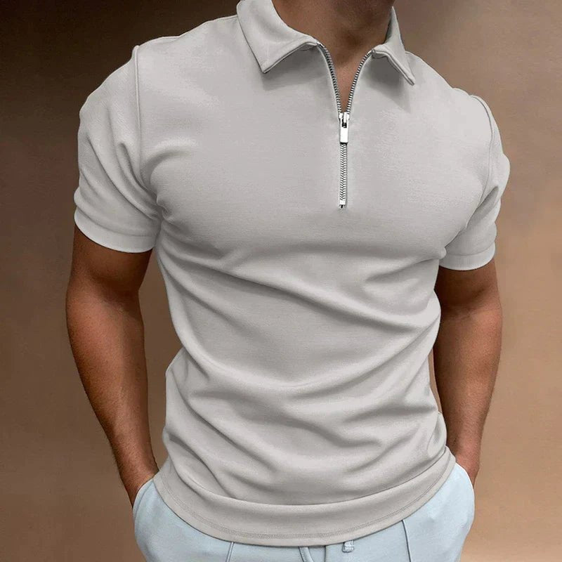 Men's Casual Zip Polo Shirt Top Back
