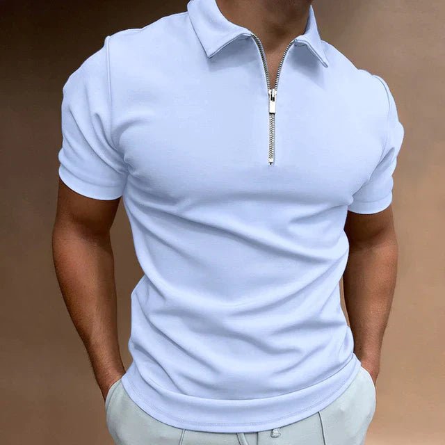 Men's Casual Zip Polo Shirt Top Full