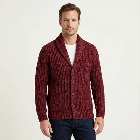 Men's Chunky Knit Shawl Collar Cardigan | Cable-Knit Winter Front
