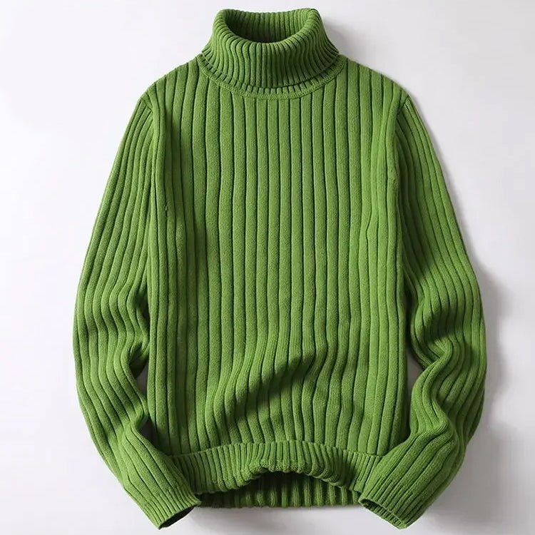 Men's Chunky Turtleneck Sweater | Cotton Knit Side
