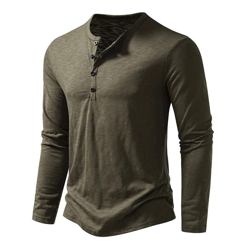 Men's Classic Cotton Henley | Slim Fit Back