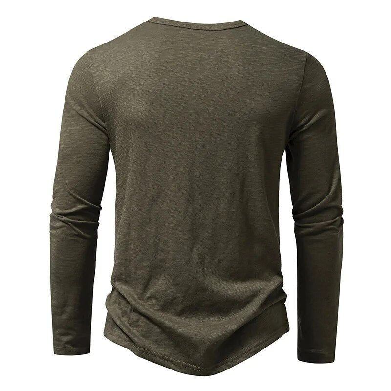 Men's Classic Cotton Henley | Slim Fit Close Up