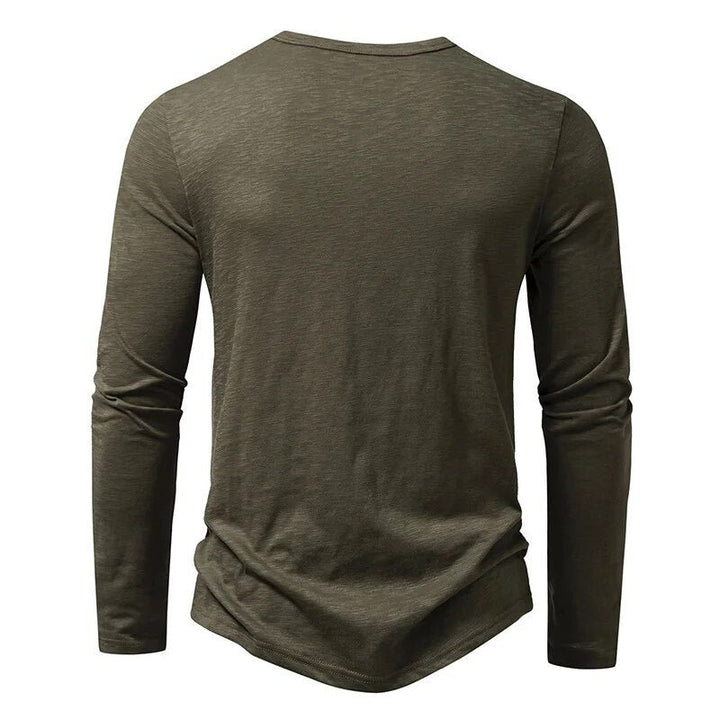 Men's Classic Cotton Henley | Slim Fit Close Up
