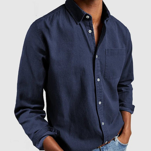 Men's Classic Denim Button Shirt Top Front