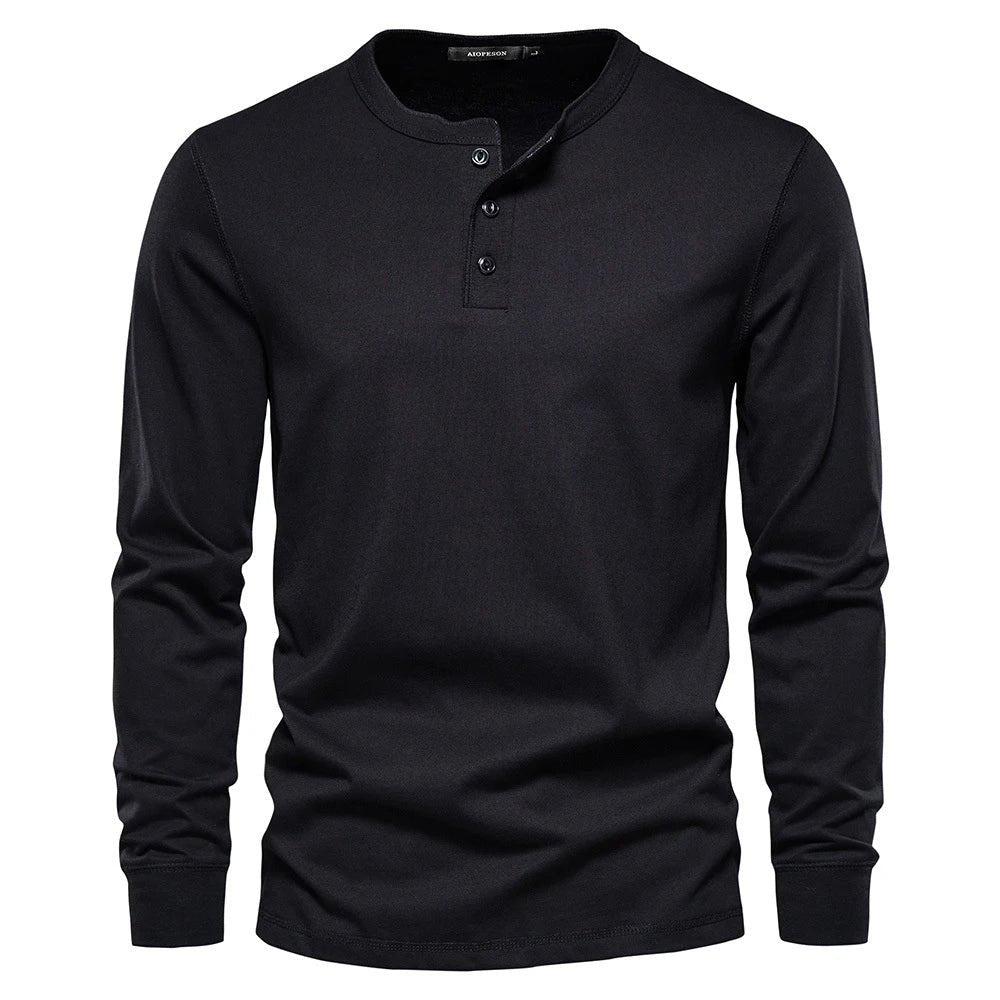 Men's Classic Fit Shirt | Henley Placket Relaxed Angle