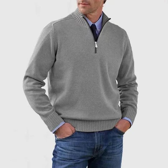 Men's Classic Half Zip Sweater | Tailored Knit Layering Fit View 11