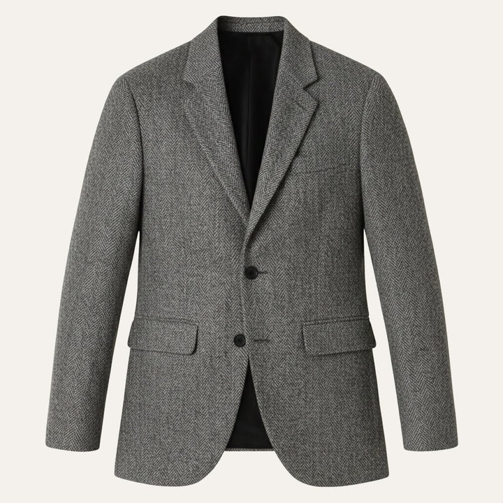 Men's Classic Herringbone Tweed Blazer | Notched Lapel Tailored Back