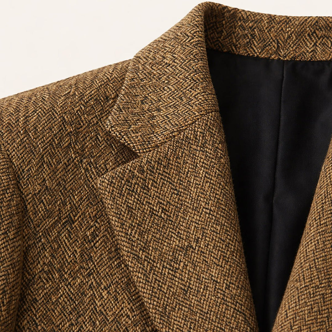 Men's Classic Herringbone Tweed Blazer | Notched Lapel Tailored Detail