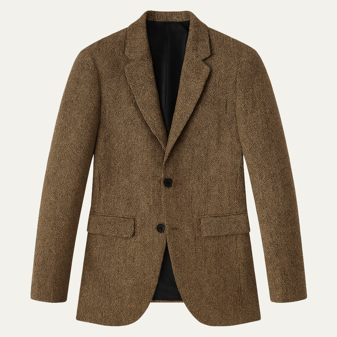 Men's Classic Herringbone Tweed Blazer | Notched Lapel Tailored Hero