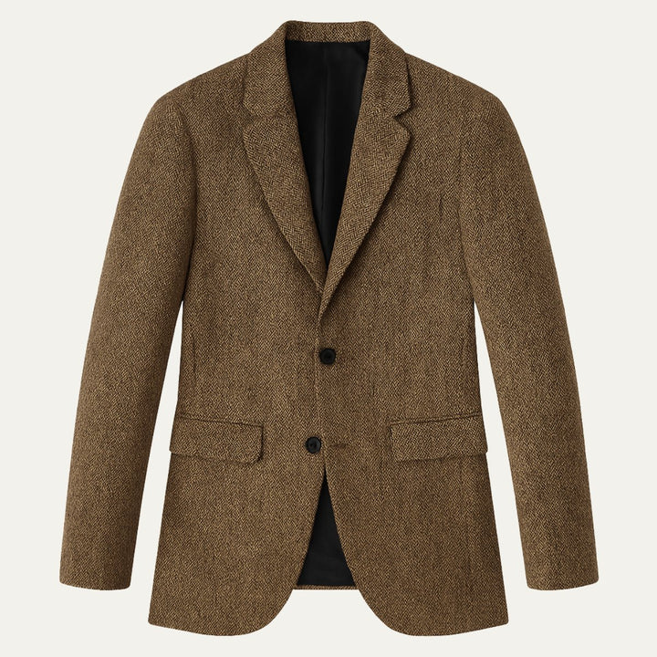 Men's Classic Herringbone Tweed Blazer | Notched Lapel Tailored Hero