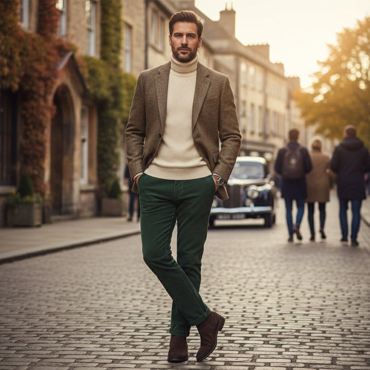 Men's Classic Herringbone Tweed Blazer | Notched Lapel Tailored Lifestyle