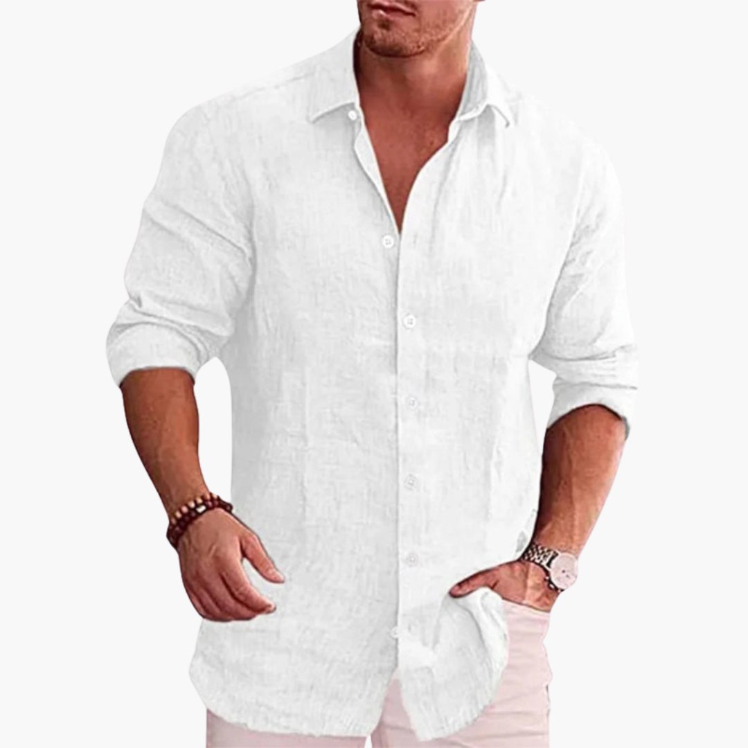 Men's Classic Long Sleeve Shirt | Spread Collar Relaxed Fit Front