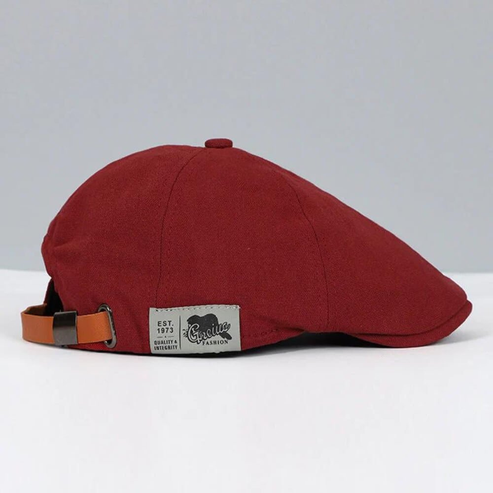 Men's Classic Newsboy Style Flat Cap | Leather Buckle Strap Back