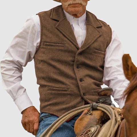 Men's Classic Rancher Vest | Notched Lapel Layering Fit Detail