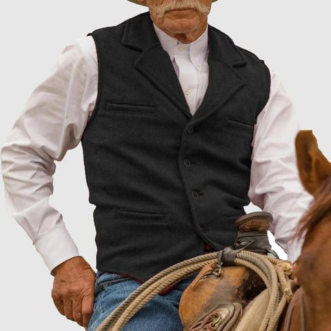 Men's Classic Rancher Vest | Notched Lapel Layering Fit Side