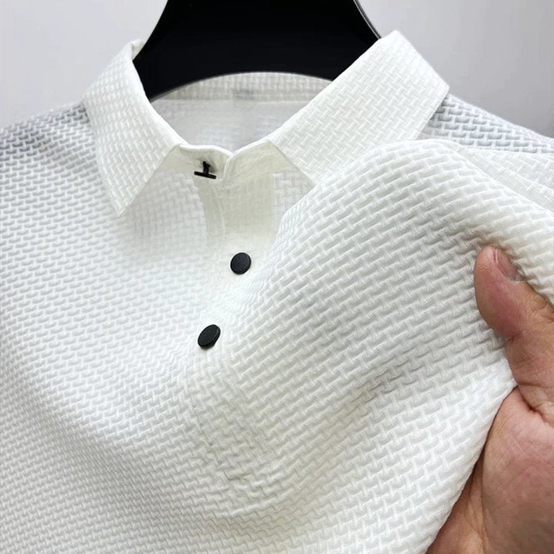 Men's Collared Casual Polo Shirts | Basket Weave Texture Back