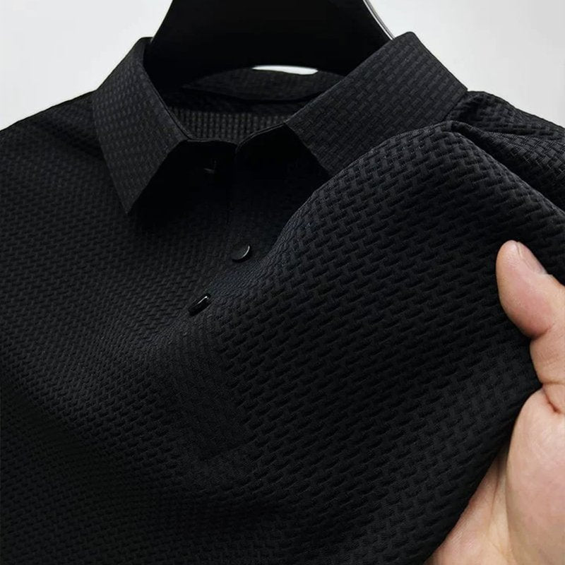 Men's Collared Casual Polo Shirts | Basket Weave Texture Close Up
