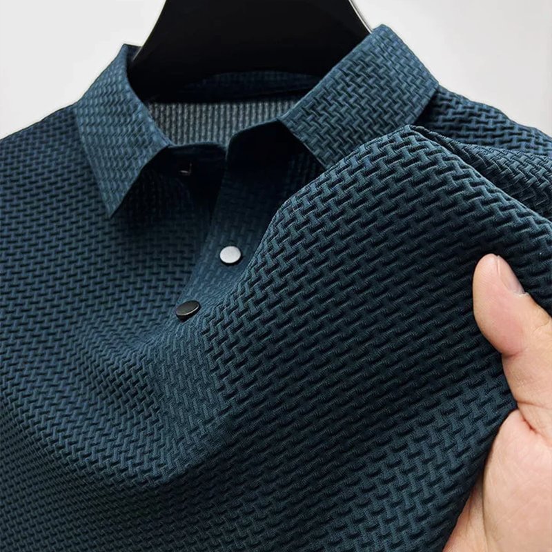Men's Collared Casual Polo Shirts | Basket Weave Texture Side