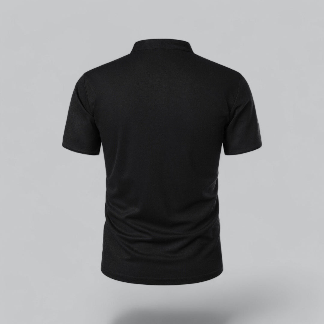 Men's Collarless Polo Top | Mandarin Trim View 11