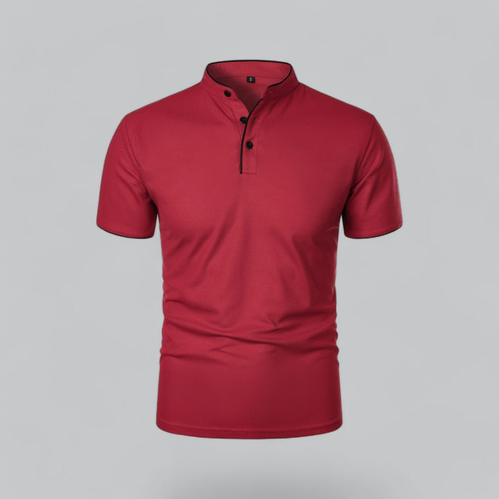 Men's Collarless Polo Top | Mandarin Trim View 25