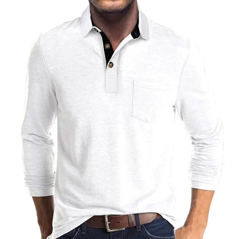Men's Comfort Long Sleeve Shirt | Contrast Collar Placket Fit Alternate