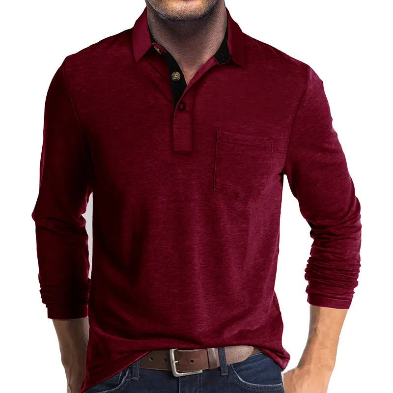 Men's Comfort Long Sleeve Shirt | Contrast Collar Placket Fit Angle