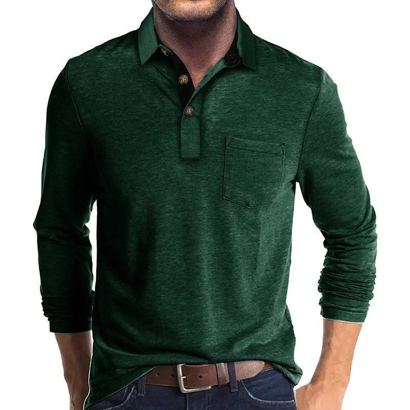 Men's Comfort Long Sleeve Shirt | Contrast Collar Placket Fit View 11