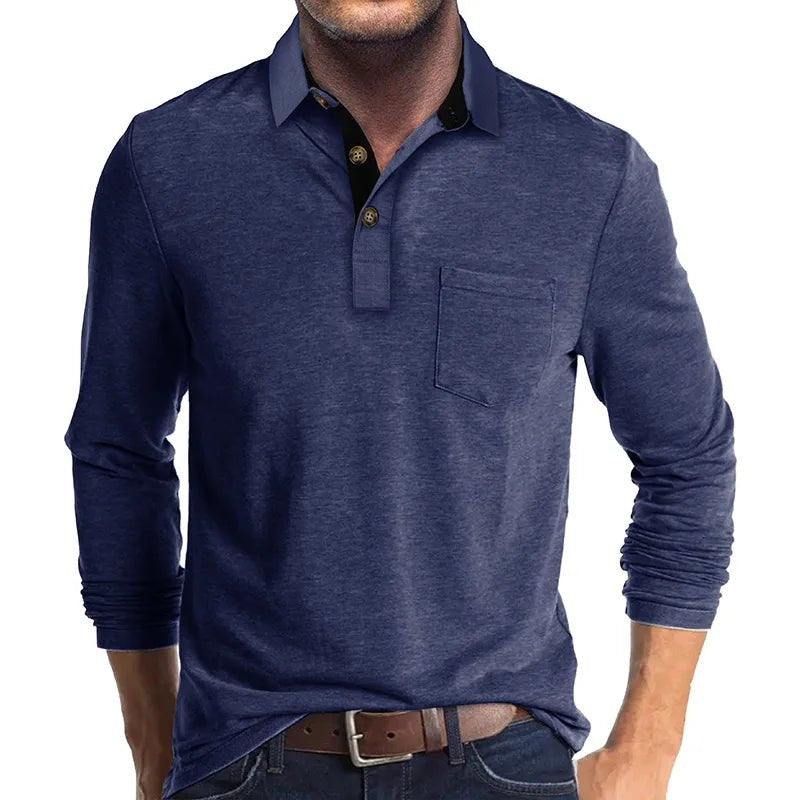 Men's Comfort Long Sleeve Shirt | Contrast Collar Placket Fit View 13
