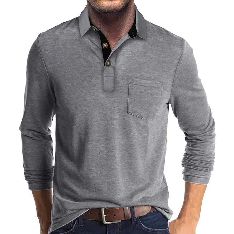 Men's Comfort Long Sleeve Shirt | Contrast Collar Placket Fit View 15