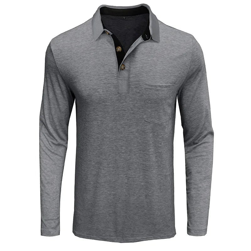 Men's Comfort Long Sleeve Shirt | Contrast Collar Placket Fit View 17