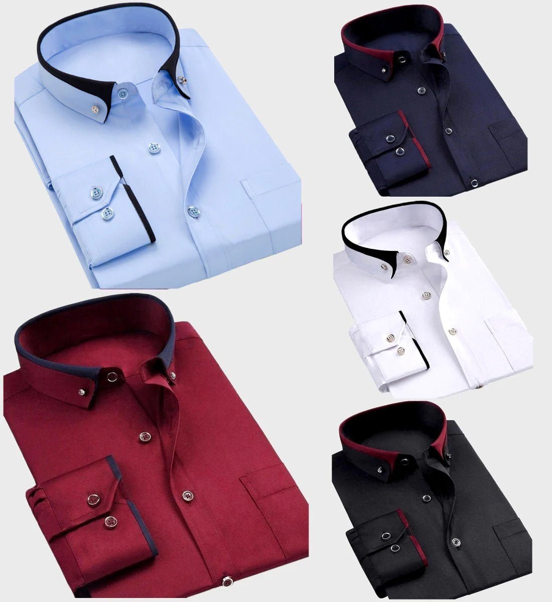 Men's Contrast Trim Dress Shirt | Fold-Down Collar Close Up