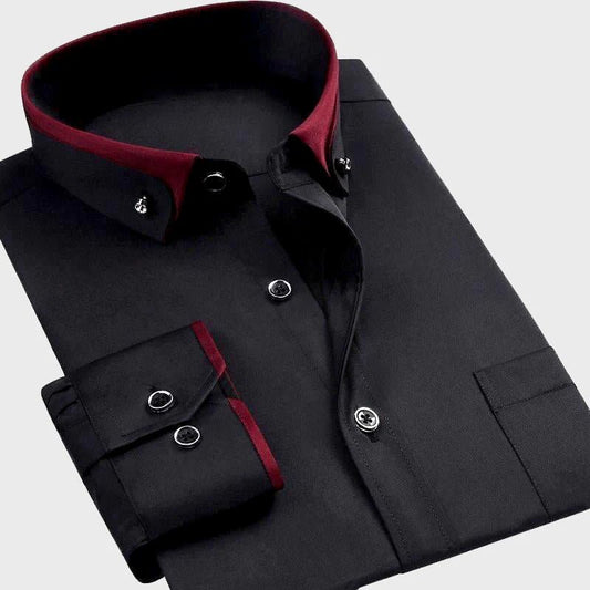 Men's Contrast Trim Dress Shirt | Fold-Down Collar Hero
