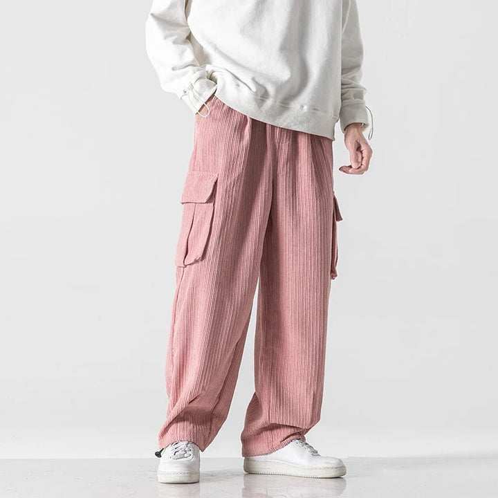 Men's Corduroy Cargo Pants | Relaxed Fit Drawstring Back